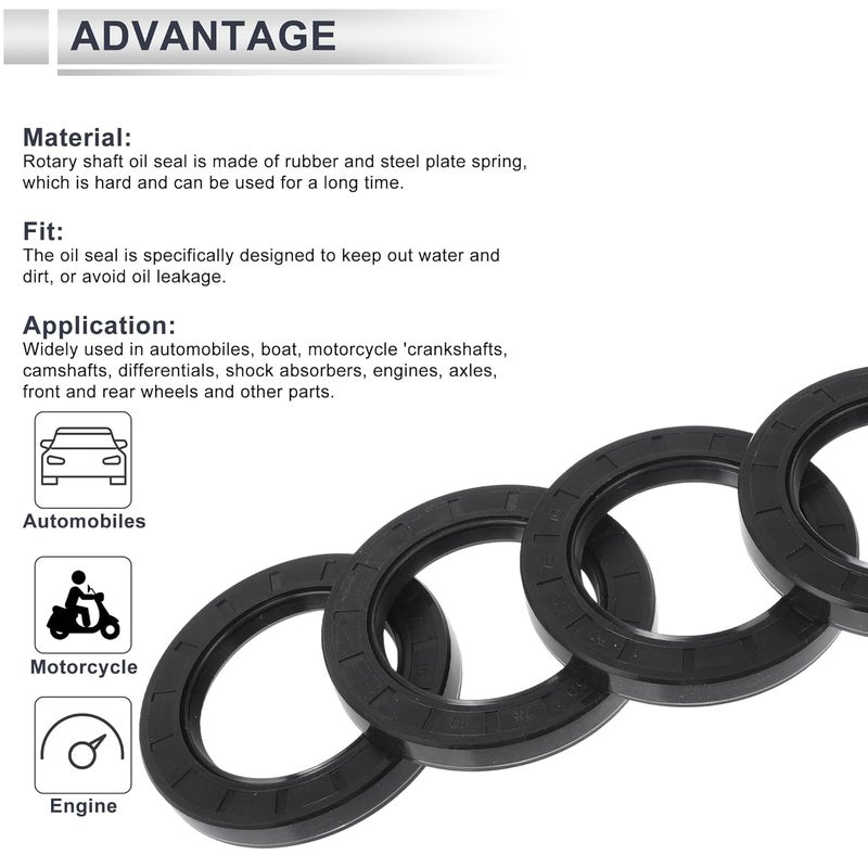 RATCHROLL Universal Oil Seal TC Double Lip W Steel Spring Seal Ring Rotary Shaft Seal 50x75x10mm High Pressure NBR Rubber Black 5 Pcs - Image 4